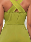Crisscross Back Solid Color Sleeveless Romper
