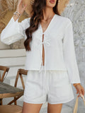 Devine Double Tied V-Neck Top and Shorts Set