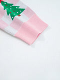 Christmas Tree Pattern Checkered Button V Neck Cardigan