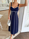 Contrast Wide Strap Midi Cami Dress