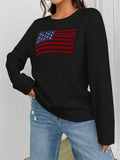 Fish Contrast Trim Round Neck Sweater