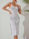 Side Slit Crochet Knit Cover-Up Dress
