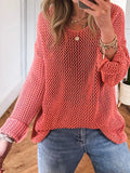 Crochet Hollow Out Long Sleeve Knit Top