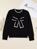 Contrast Trim Bow Accent Holiday Cropped Sweater