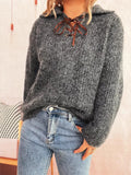 Lace Up Long Sleeve Sweater