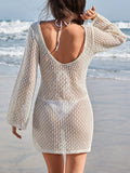 Crochet Backless Beach Cover-Up Dress