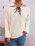 Lace Up Long Sleeve Sweater