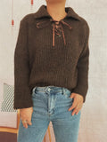 Lace Up Long Sleeve Sweater