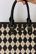 David Jones Argyle Pattern PU Leather Handbag \