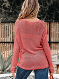 Crochet Hollow Out Long Sleeve Knit Top