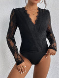 Lace V-Neck Long Sleeve Bodysuit