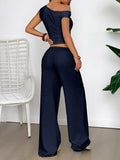 One Shoulder Top and Wide Leg Pants Set