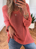 Crochet Hollow Out Long Sleeve Knit Top