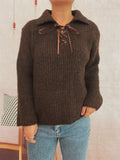 Lace Up Long Sleeve Sweater
