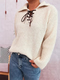 Lace Up Long Sleeve Sweater