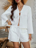 Devine Double Tied V-Neck Top and Shorts Set