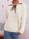 Lace Up Long Sleeve Sweater