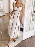 Contrast Wide Strap Midi Cami Dress