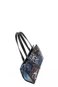 Bosque de Amor denim tote bag featuring a stylish embroidered design and durable cotton denim material.