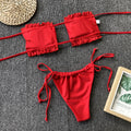 Frill Trim Ruched Bikini Set