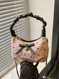 Bow Ruched Strap Crossbody Bag