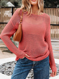 Crochet Hollow Out Long Sleeve Knit Top