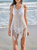 Crochet Fringe Sleeveless Cover-Up Dress