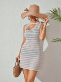 Crochet Sleeveless Cover-Up Dress with Cutout Detail