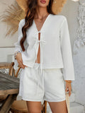 Devine Double Tied V-Neck Top and Shorts Set