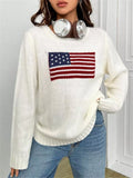 Fish Contrast Trim Round Neck Sweater