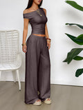 One Shoulder Top and Wide Leg Pants Set