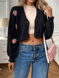 Strawberry Cropped Button-Up Cardigan