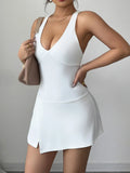 Crisscross V-Neck Romper Dress