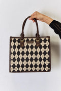 David Jones Argyle Pattern PU Leather Handbag \