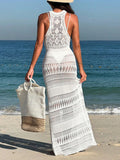 Crochet Sleeveless Split Cover-Up Maxi Dress