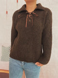 Lace Up Long Sleeve Sweater