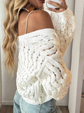 Openwork Button Up V-Neck Cardigan