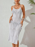 Side Slit Crochet Knit Cover-Up Dress