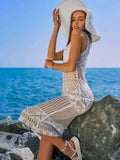 Hollow Out Round Neck Sleeveless Cover-Up Dress