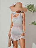 Crochet Sleeveless Cover-Up Dress with Cutout Detail
