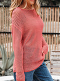 Crochet Hollow Out Long Sleeve Knit Top