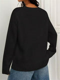 Fish Contrast Trim Round Neck Sweater