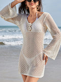 Crochet Backless Beach Cover-Up Dress