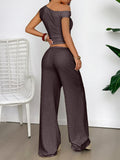 One Shoulder Top and Wide Leg Pants Set
