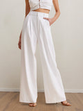 Strapless Peplum Top and Wide Leg Pants Set