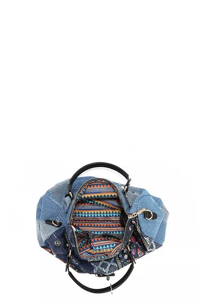 Blue Floral Denim Tote Bags