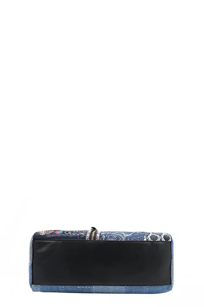 Floral Denim Tote Bag