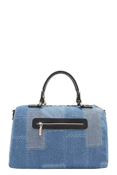 Floral Denim Tote Bag