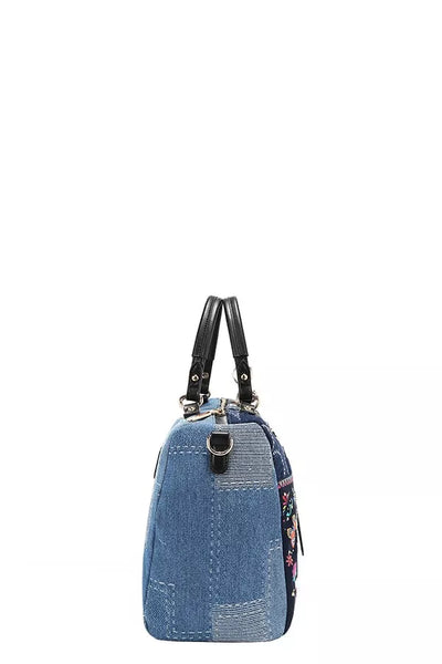Floral Denim Tote Bag