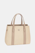 David Jones Canvas Handbag with Leather Trim